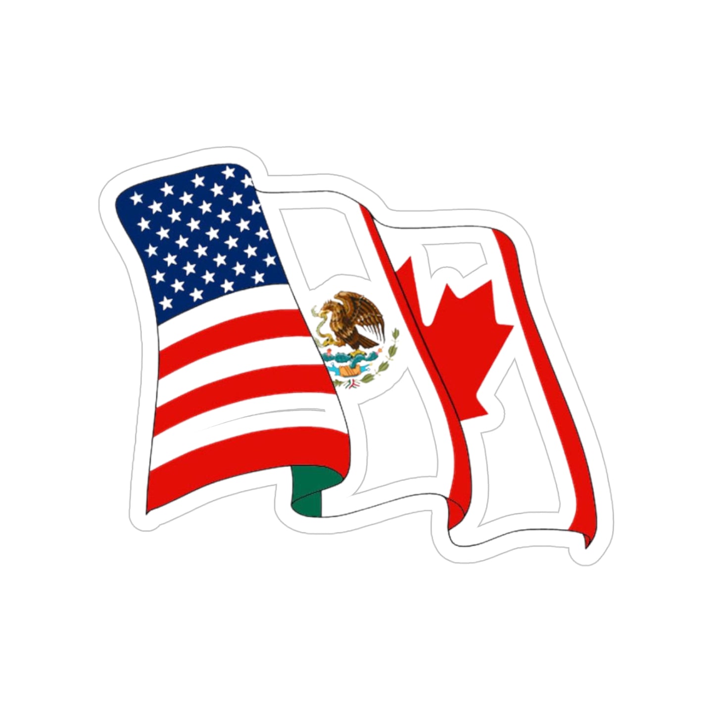 Patriotic Die-Cut Stickers | USA, Canada & Mexico Flags | Car, Laptop, Water Bottle Decals, Travel Gifts, Outdoor Decor