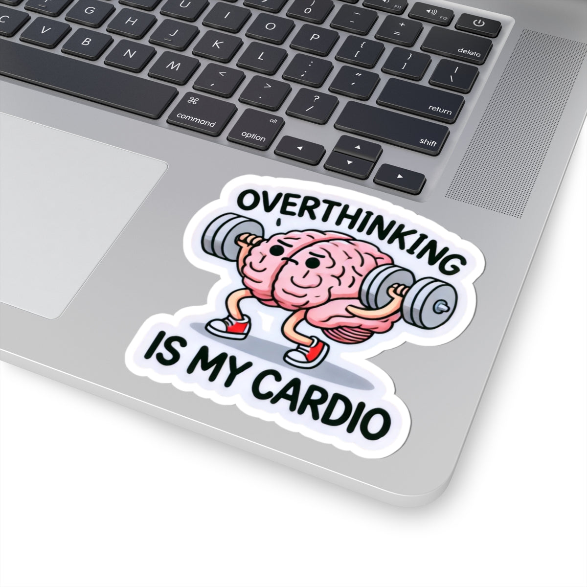 Funny Overthinking Is My Cardio Kiss-Cut Stickers, Motivational Sticker for Laptop, Gym Lovers, Anyone Who Overthinks, Gift Idea