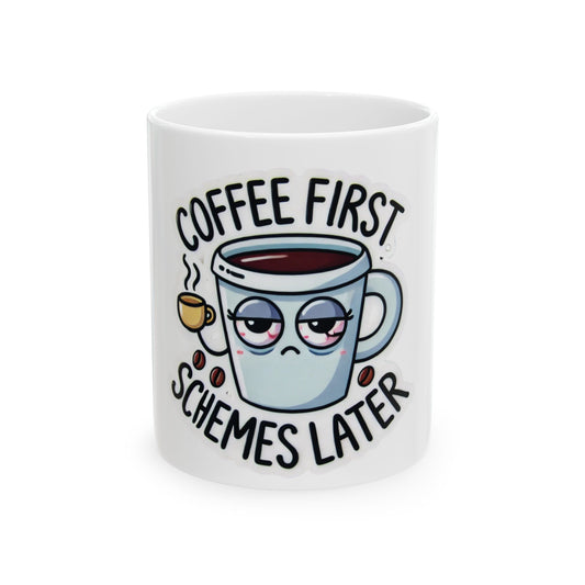 Coffee First Ceramic Mug - Fun Coffee Lover Gift, Unique Office Decor, Cute Birthday or Holiday Gift, 11oz 15oz, Decorative Tea Cup, Office